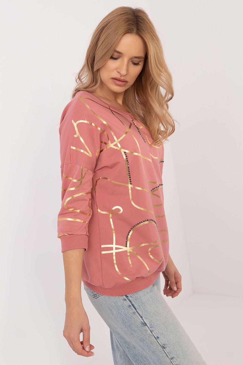 Women Zircon Print Blouse Cotton Elastane - ShalayeFashion