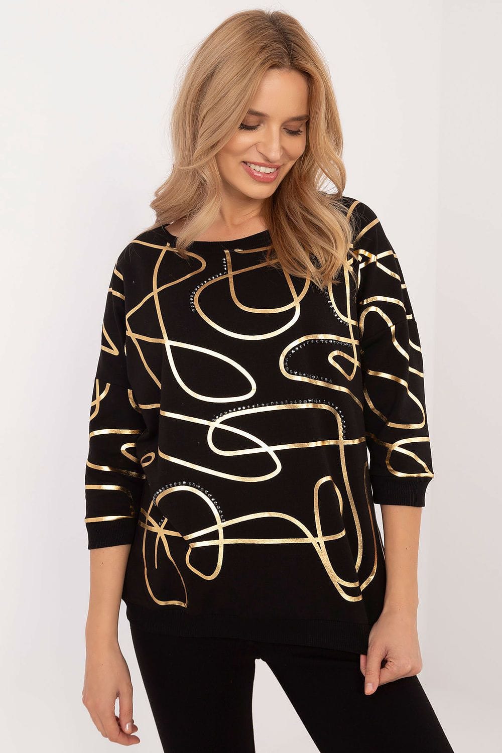 Women Zircon Print Blouse Cotton Elastane - ShalayeFashion