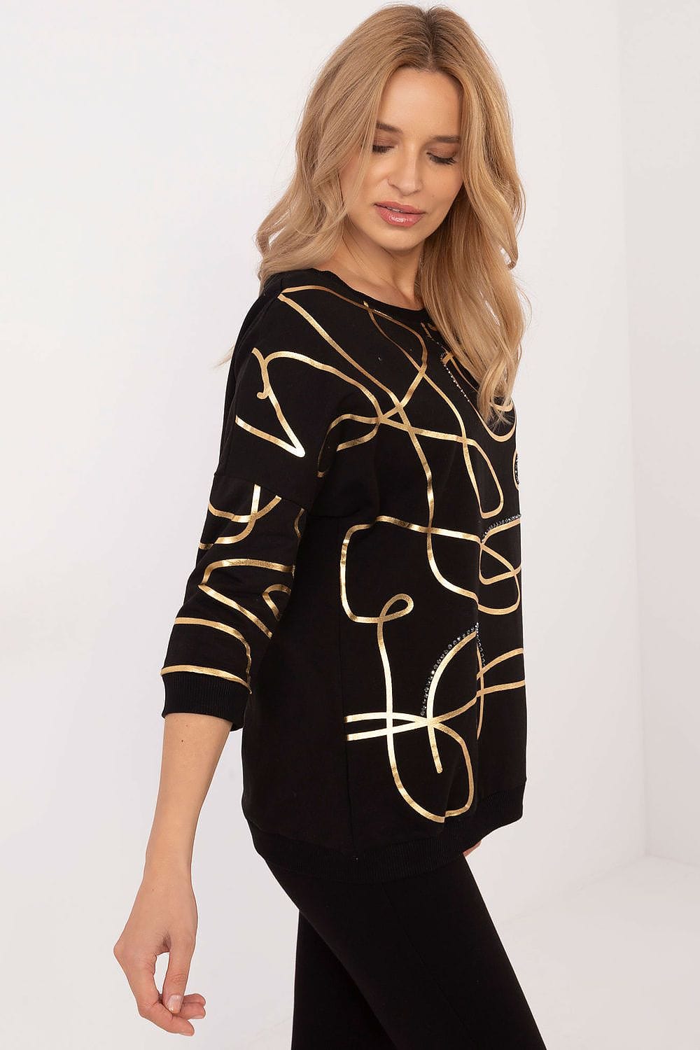 Women Zircon Print Blouse Cotton Elastane - ShalayeFashion