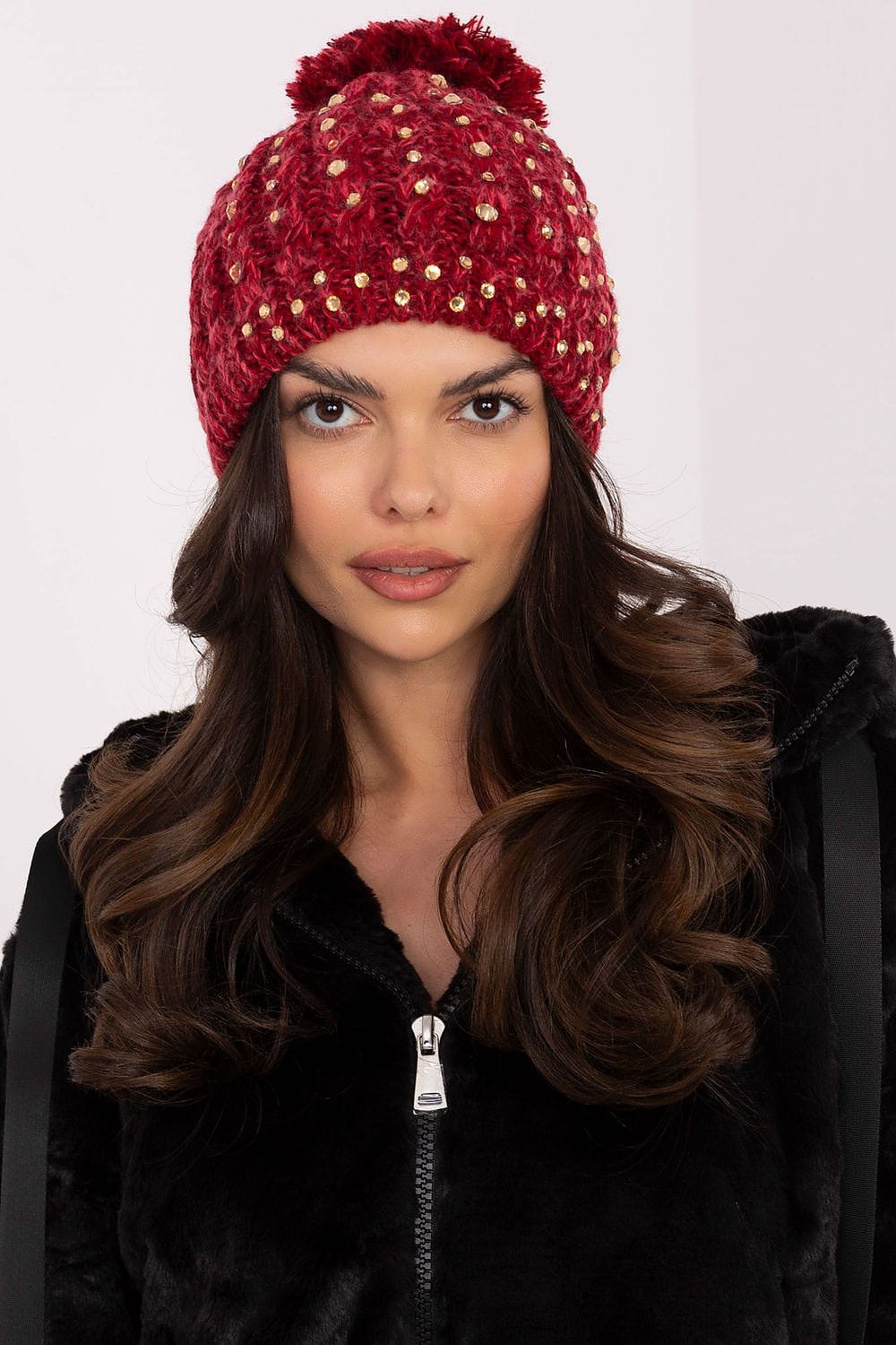 Women's Beanie Zircons Pom - Pom Winter - ShalayeFashion