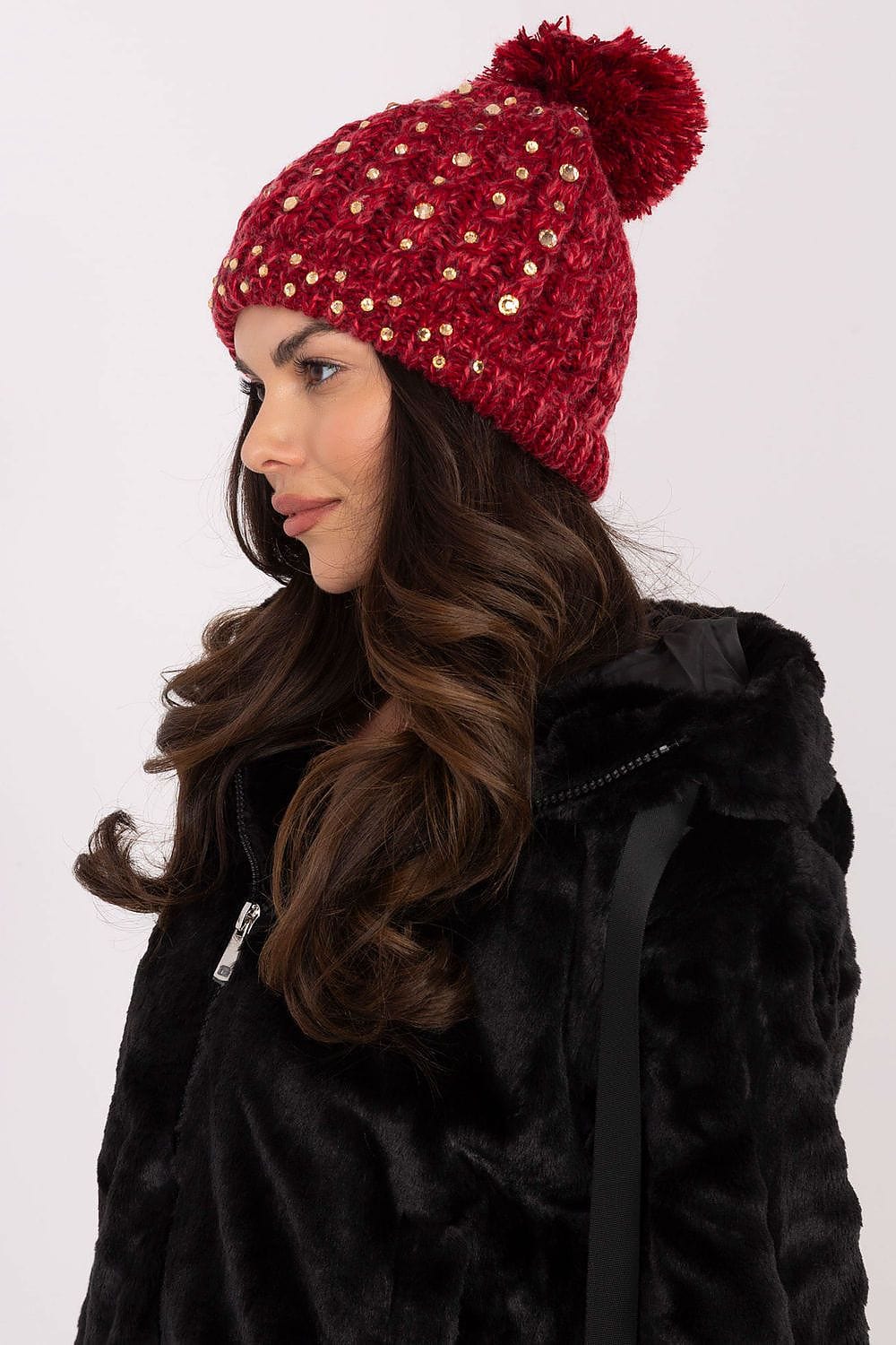 Women's Beanie Zircons Pom - Pom Winter - ShalayeFashion