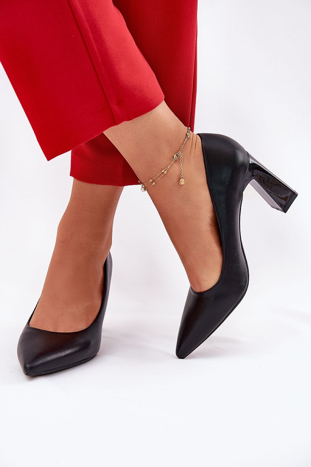 Women's Block Heel Pumps Eco Leather - ShalayeFashion