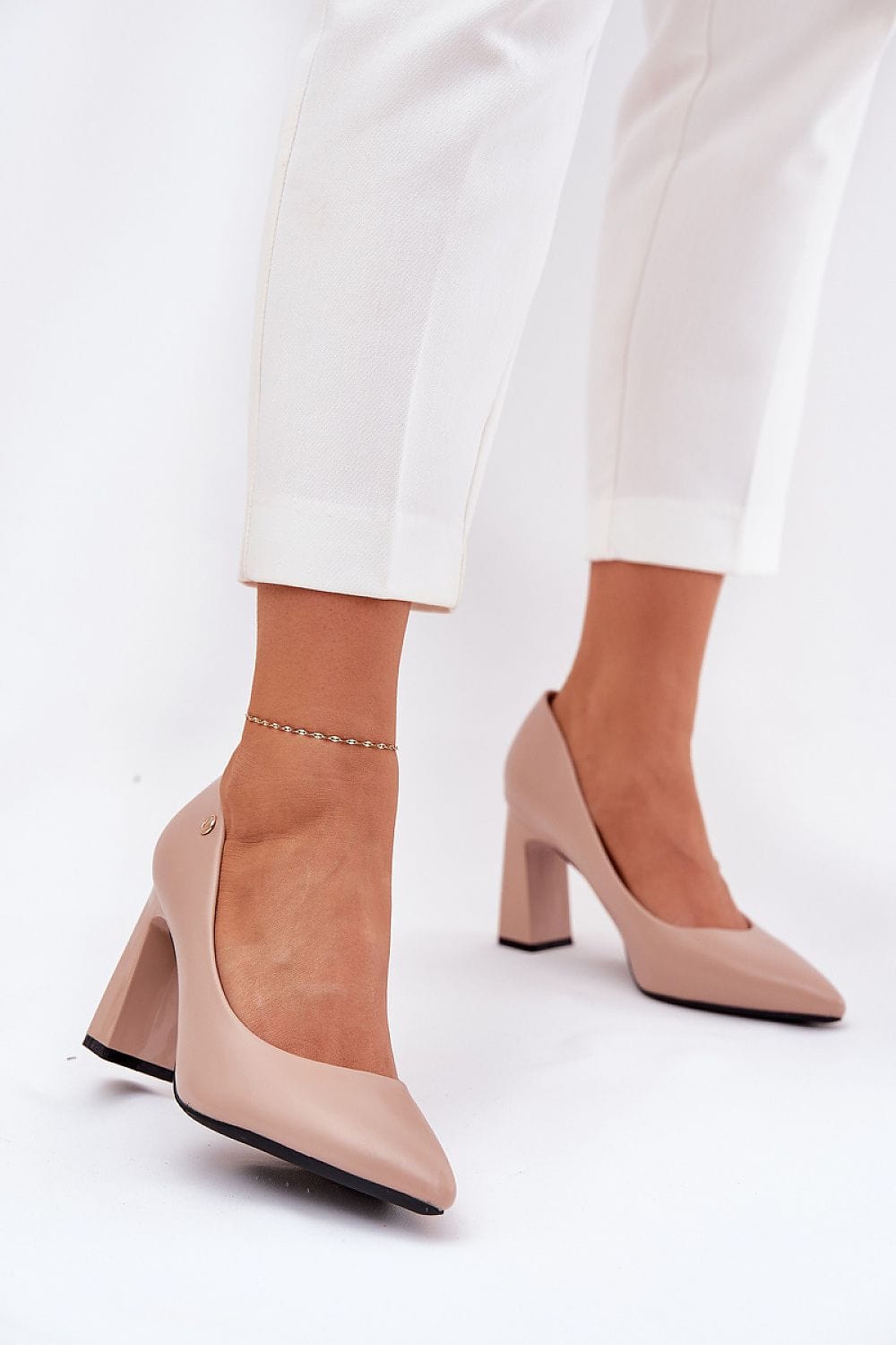 Women's Block Heel Pumps Eco Leather - ShalayeFashion