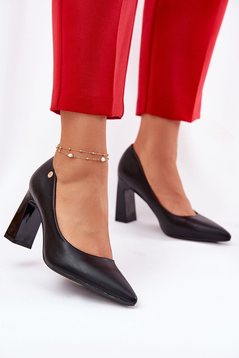 Women's Block Heel Pumps Eco Leather - ShalayeFashion