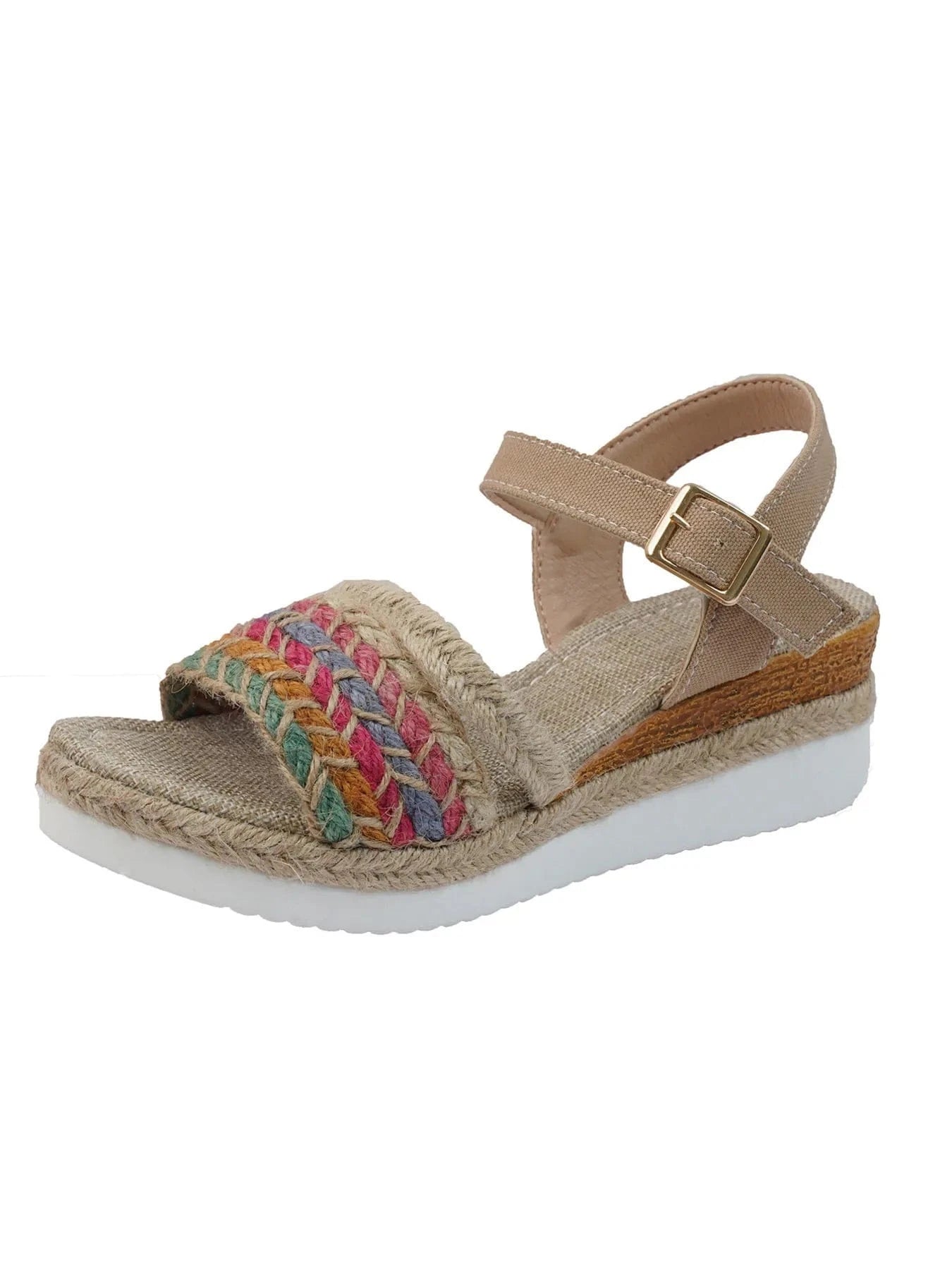 Women's Braided Rainbow Wedge Platform - ShalayeFashion
