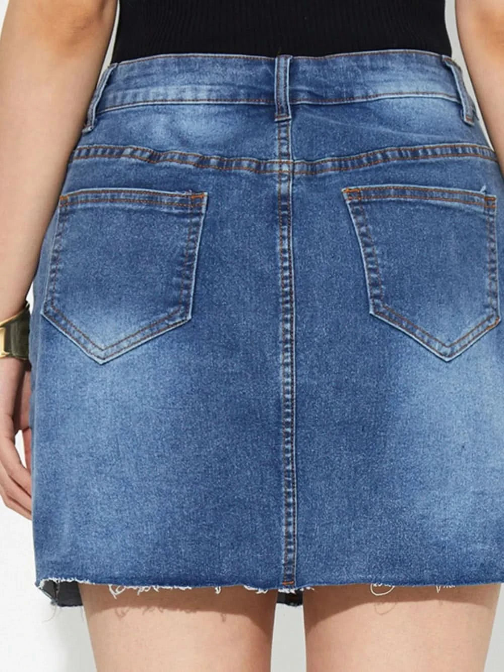 Women’s Button Up Pocket Denim Skirt - ShalayeFashion