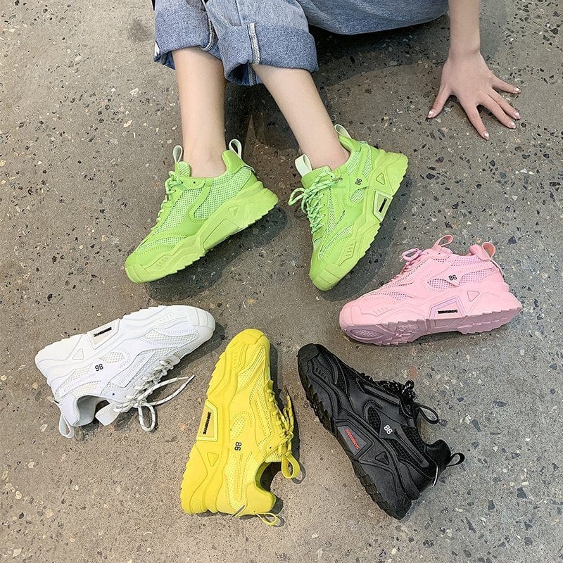 Women’s Candy Color Platform Sneakers - ShalayeFashion
