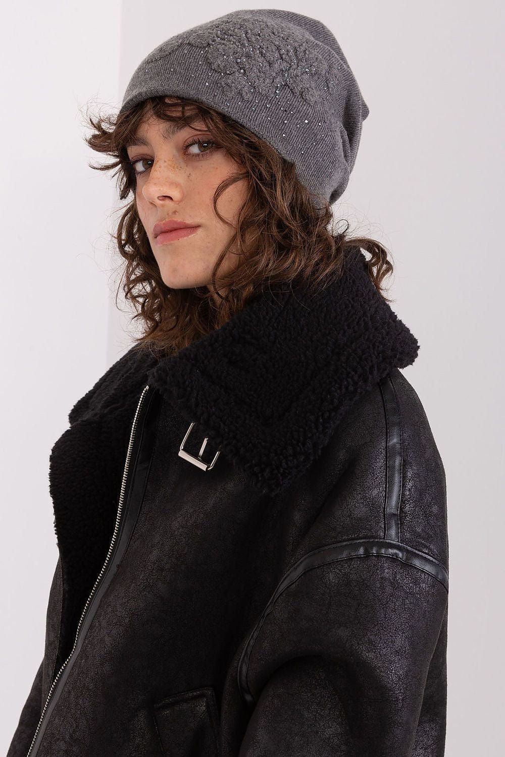 Women's Cashmere Beanie Rhinestones Winter - ShalayeFashion