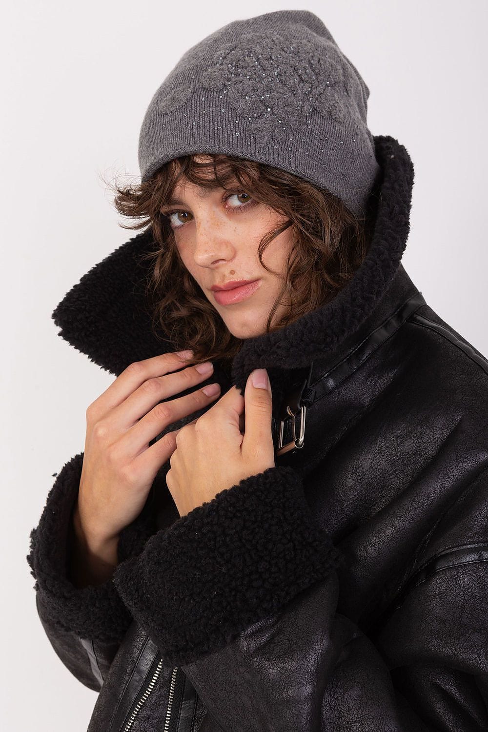 Women's Cashmere Beanie Rhinestones Winter - ShalayeFashion