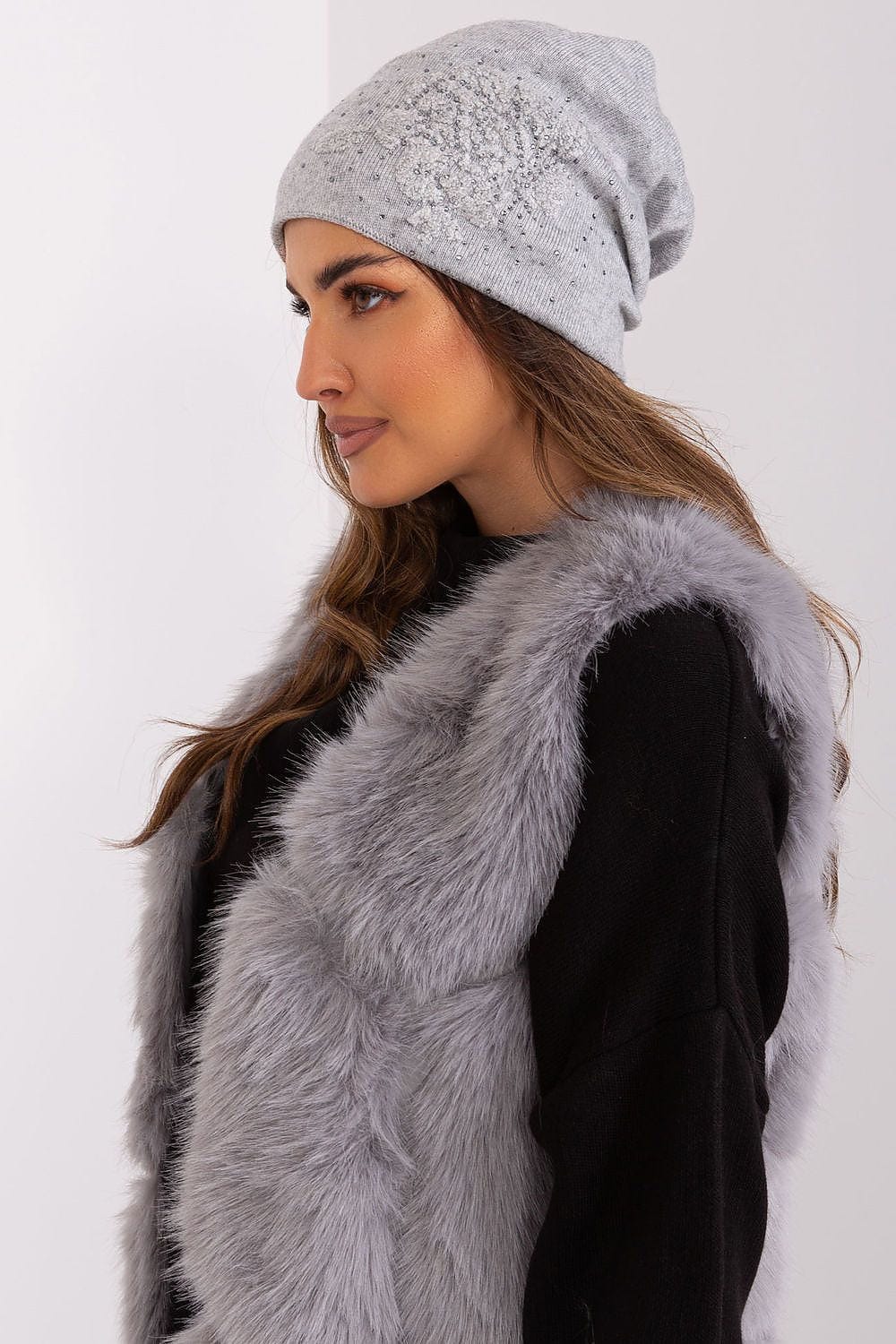 Women's Cashmere Beanie Rhinestones Winter - ShalayeFashion