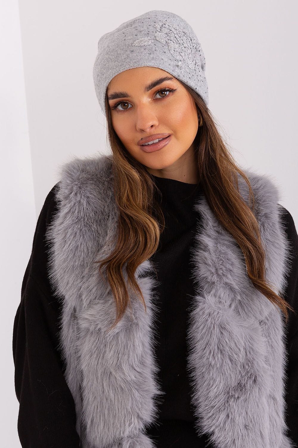 Women's Cashmere Beanie Rhinestones Winter - ShalayeFashion
