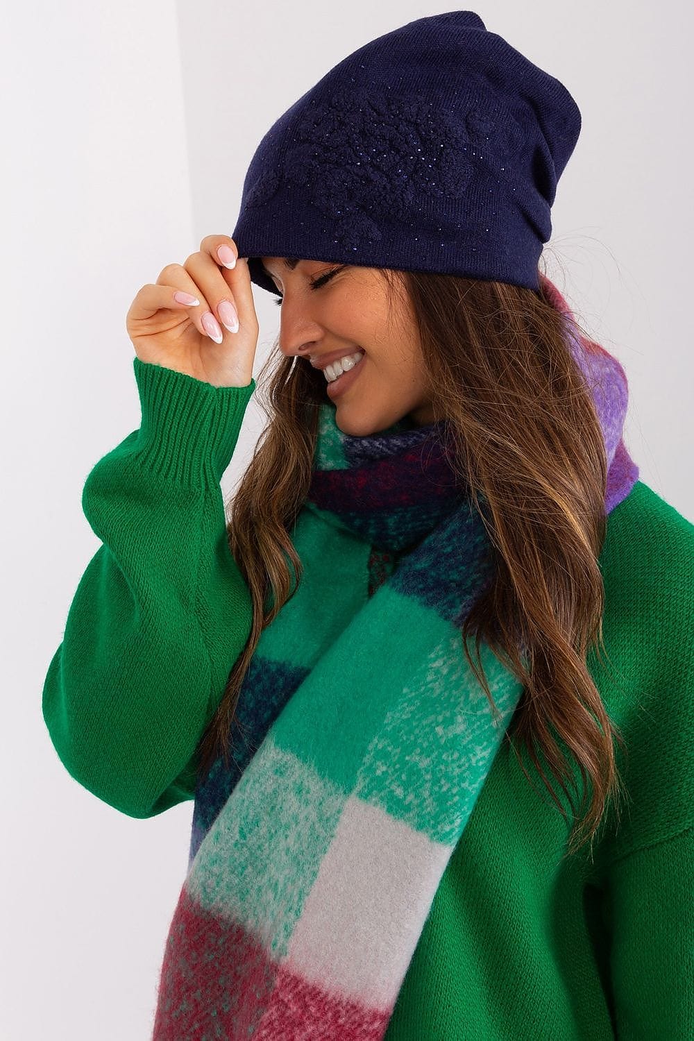 Women's Cashmere Beanie Rhinestones Winter - ShalayeFashion