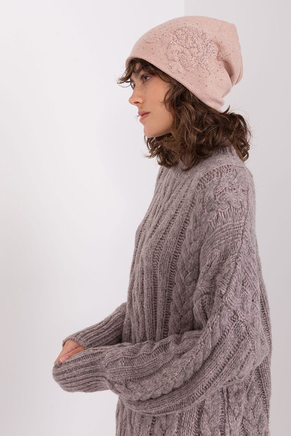 Women's Cashmere Beanie Rhinestones Winter - ShalayeFashion