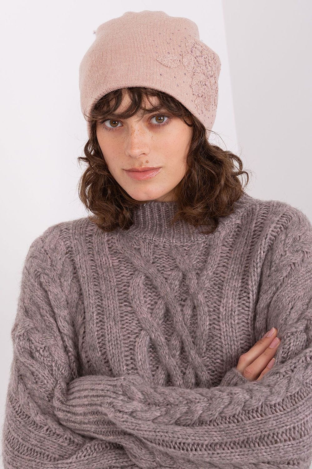 Women's Cashmere Beanie Rhinestones Winter - ShalayeFashion