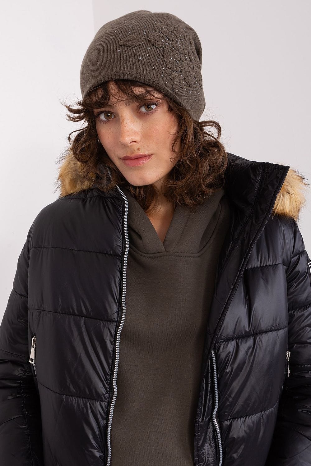 Women's Cashmere Beanie Rhinestones Winter - ShalayeFashion