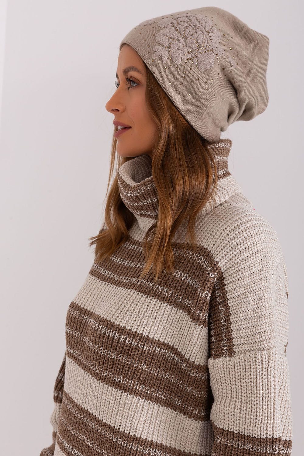 Women's Cashmere Beanie Rhinestones Winter - ShalayeFashion