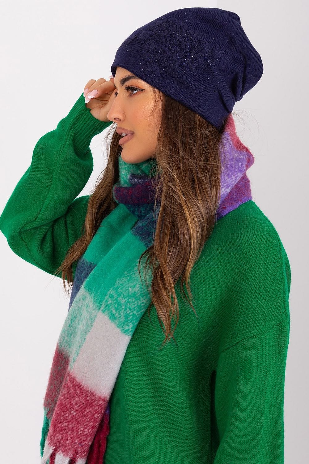 Women's Cashmere Beanie Rhinestones Winter - ShalayeFashion