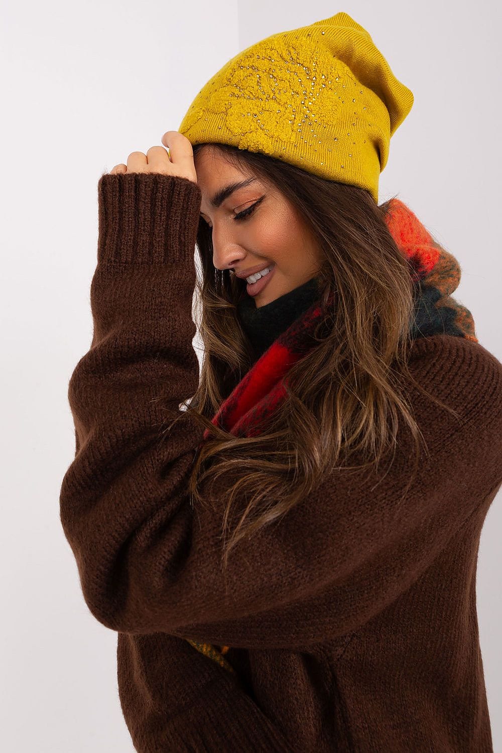 Women's Cashmere Beanie Rhinestones Winter - ShalayeFashion