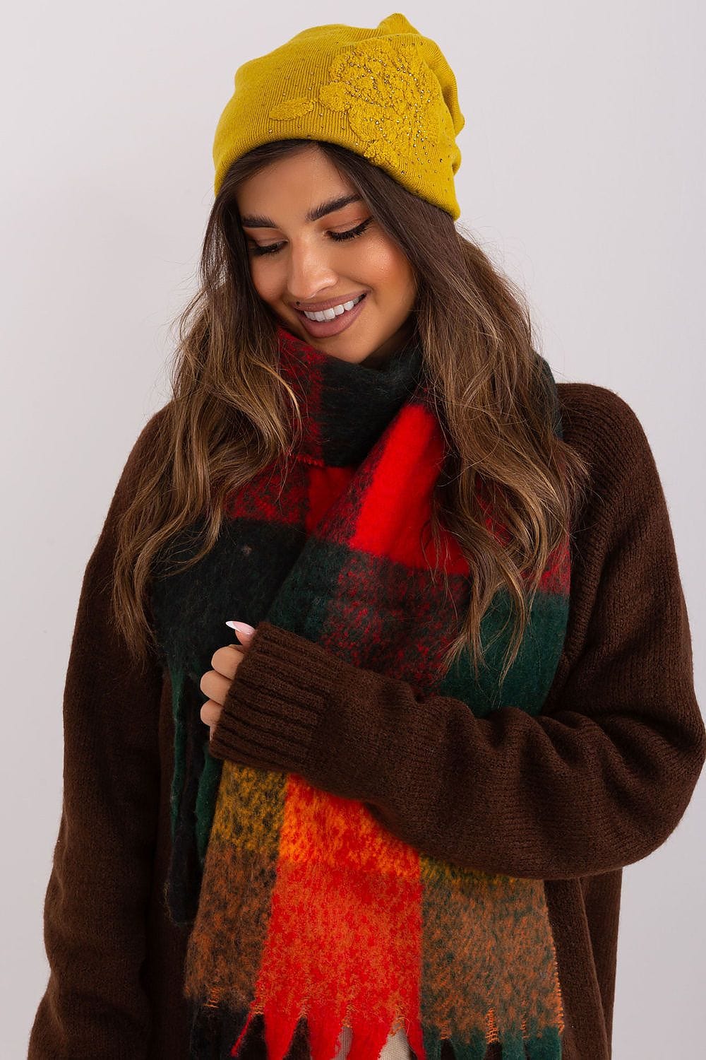 Women's Cashmere Beanie Rhinestones Winter - ShalayeFashion