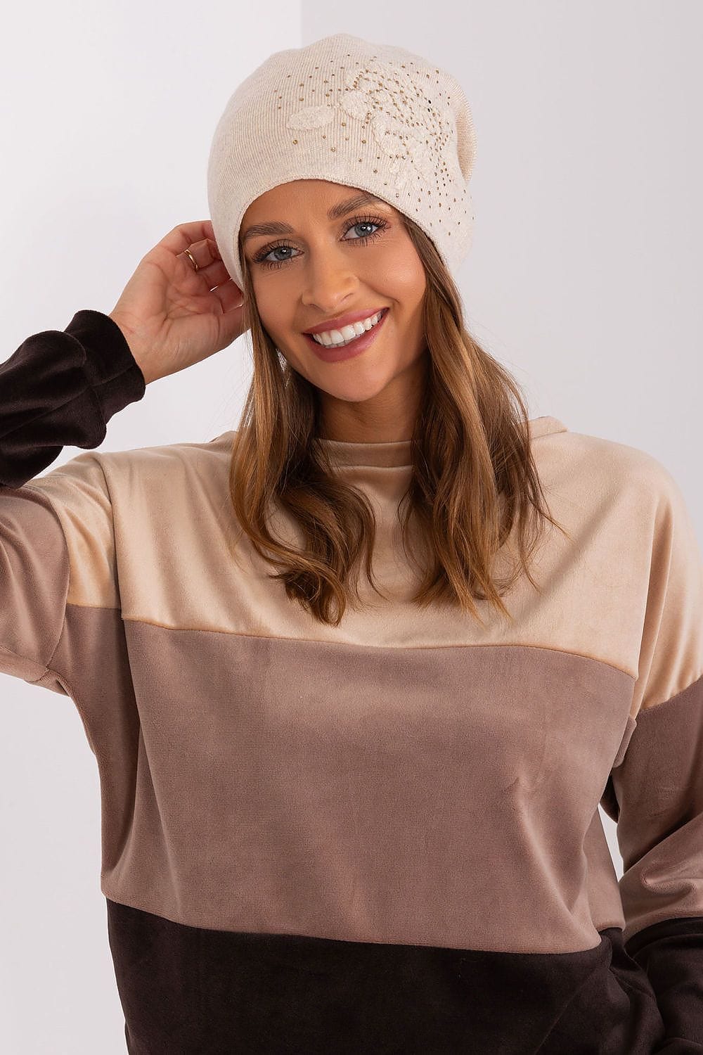 Women's Cashmere Beanie Rhinestones Winter - ShalayeFashion