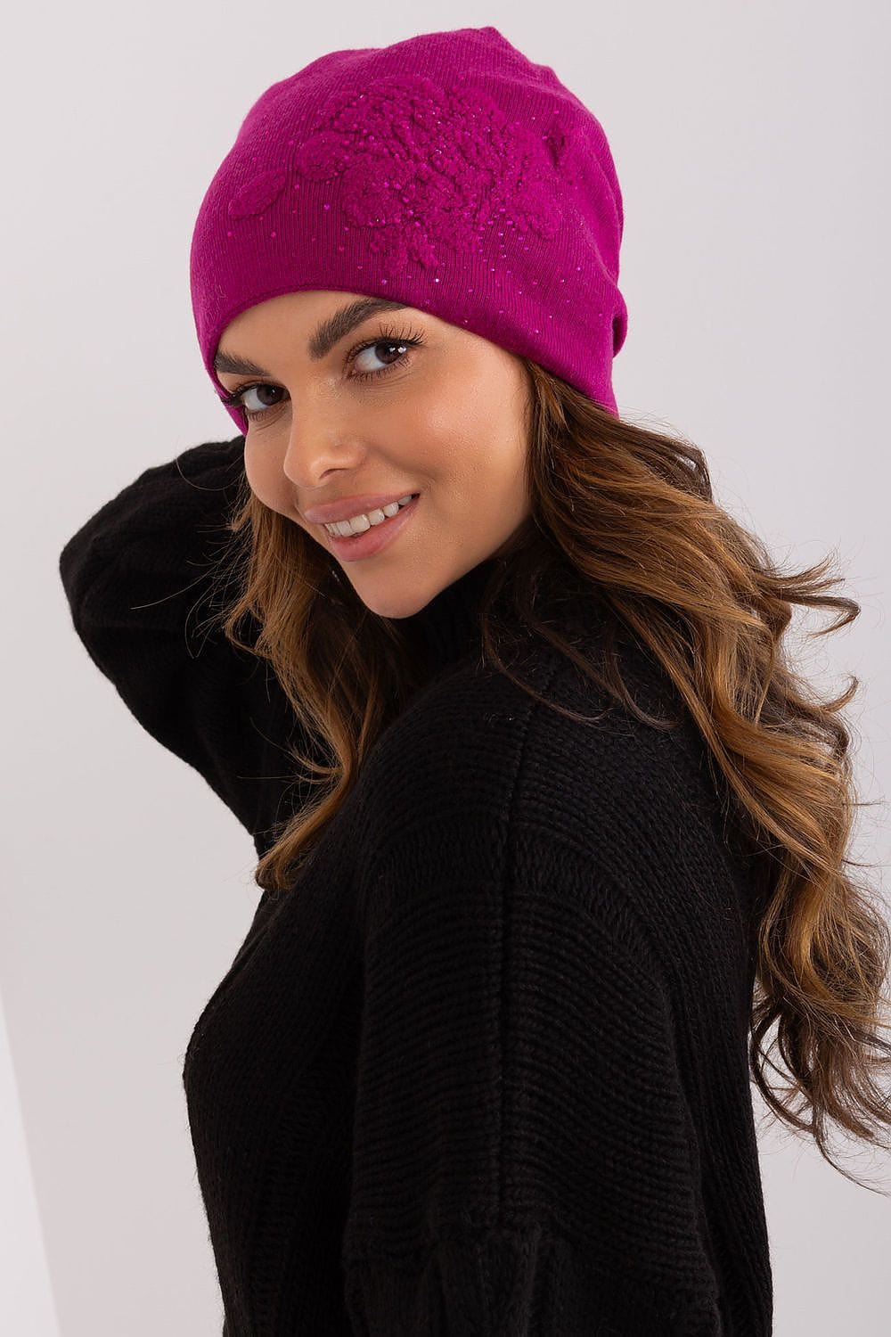 Women's Cashmere Beanie Rhinestones Winter - ShalayeFashion