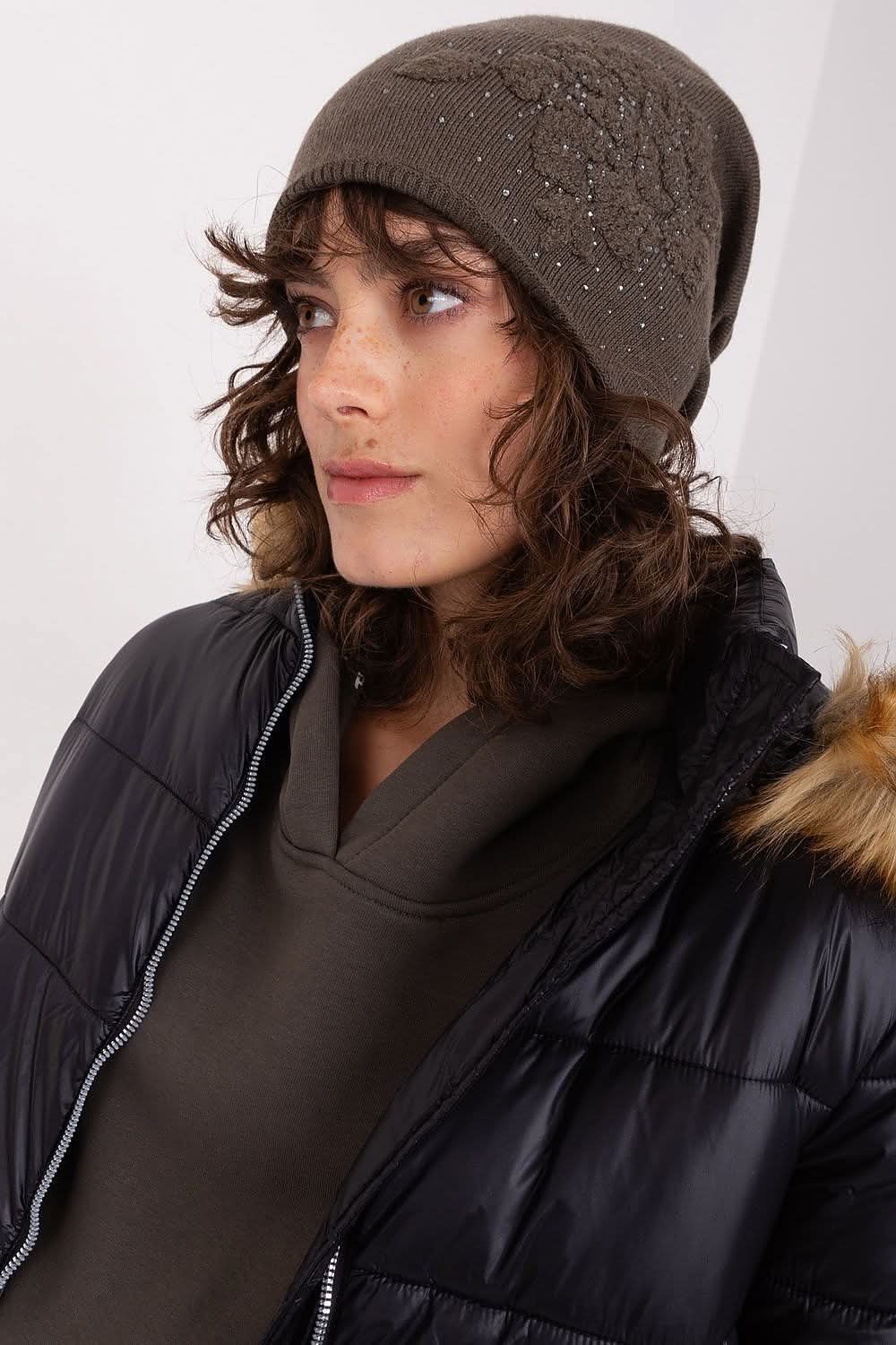 Women's Cashmere Beanie Rhinestones Winter - ShalayeFashion