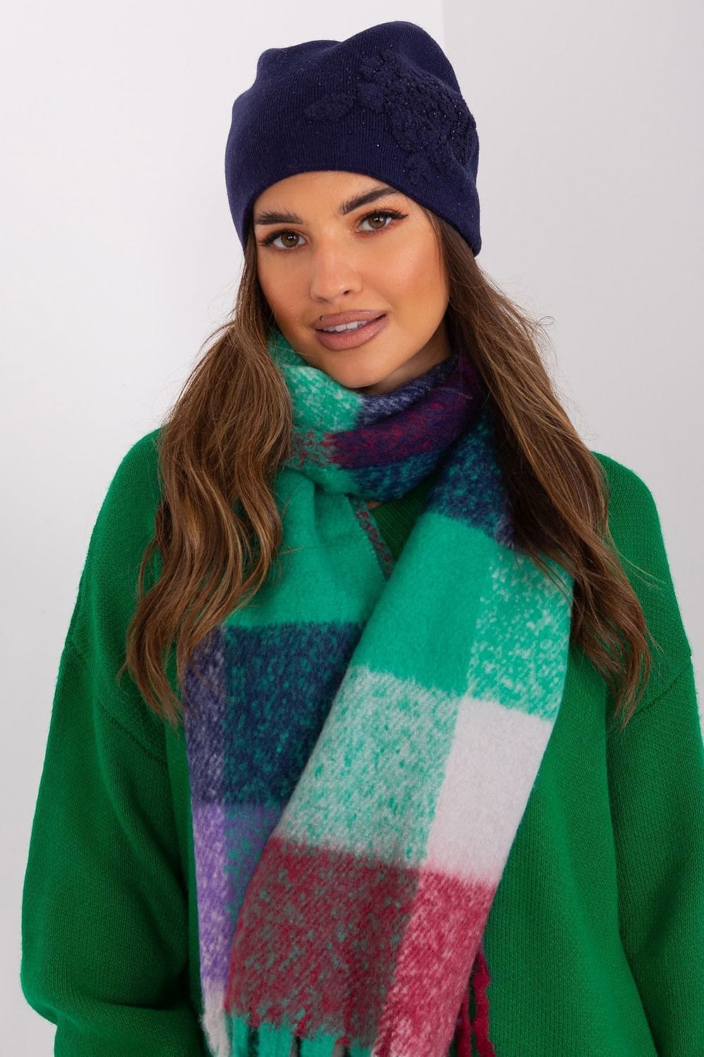 Women's Cashmere Beanie Rhinestones Winter - ShalayeFashion