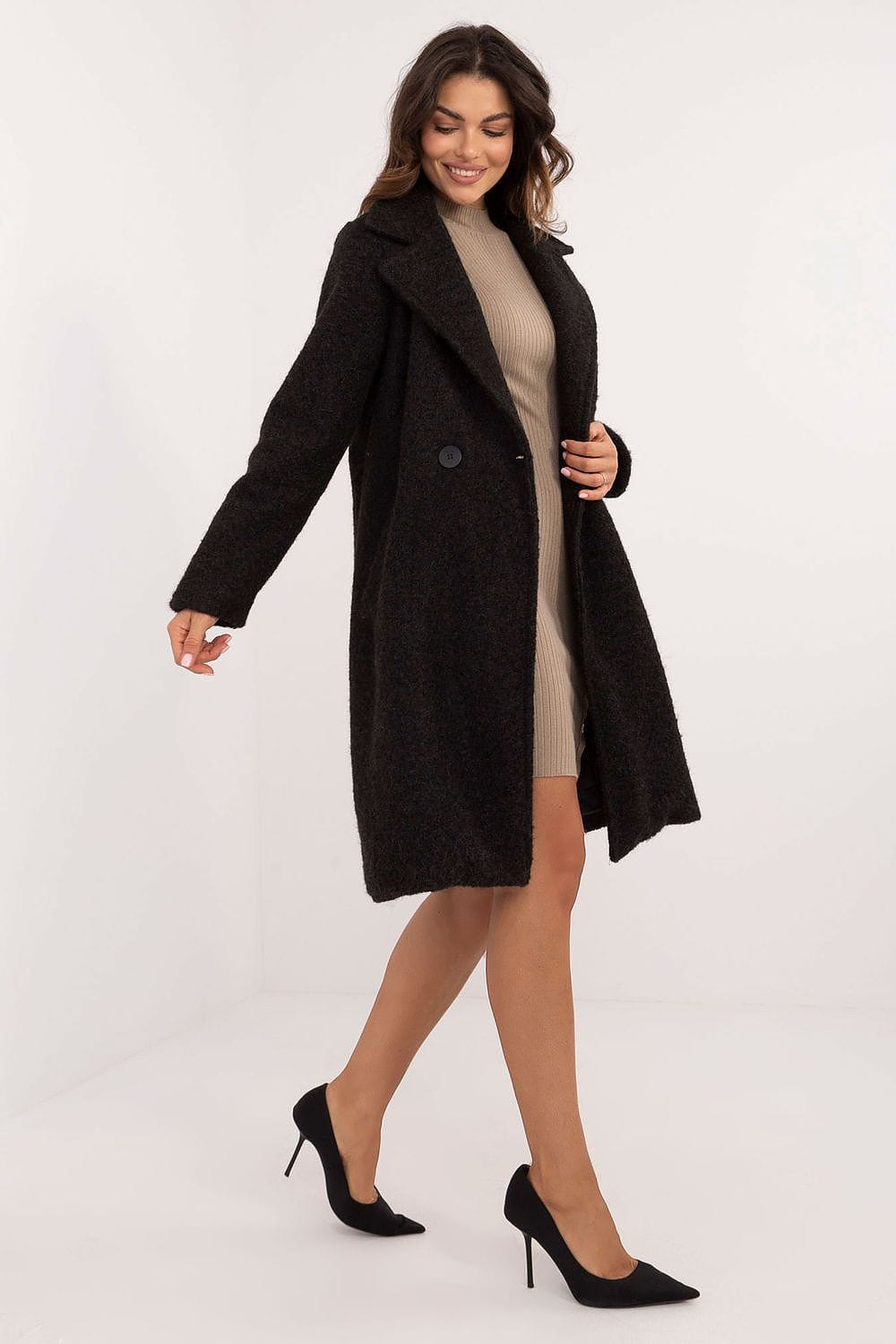 Women’s Casual Black Winter Coat - ShalayeFashion