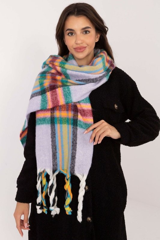 Women's Check Pattern Polyester Scarf Tassels 182cm - ShalayeFashion