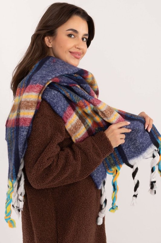 Women's Check Pattern Polyester Scarf Tassels 182cm - ShalayeFashion