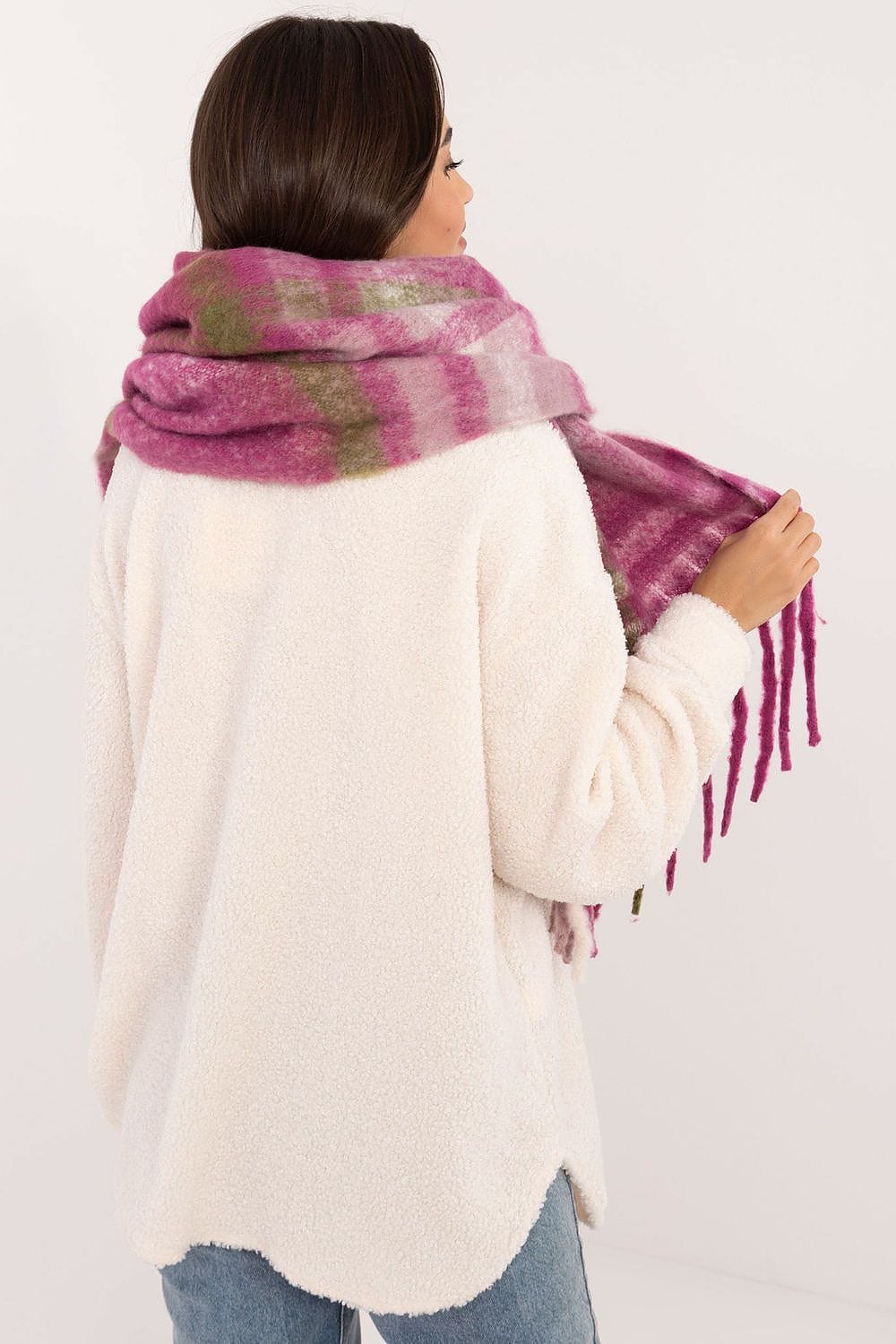 Women's Check Pattern Scarf Tassels Long - ShalayeFashion