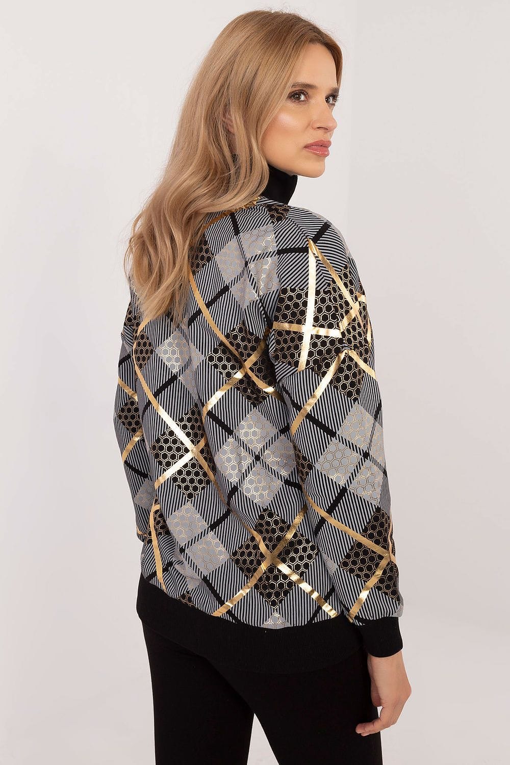 Women’s Checked Zip Collar Sweatshirt - ShalayeFashion