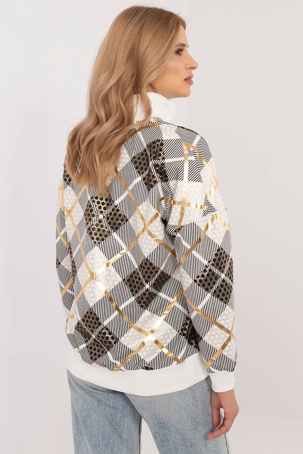Women’s Checked Zip Collar Sweatshirt - ShalayeFashion