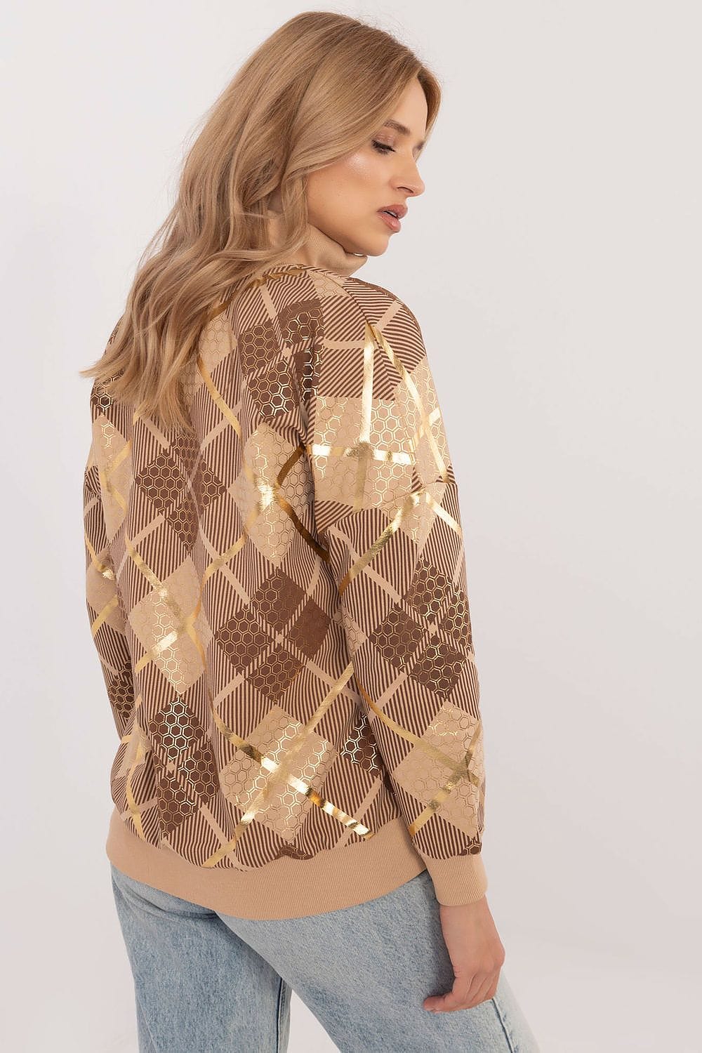 Women’s Checked Zip Collar Sweatshirt - ShalayeFashion