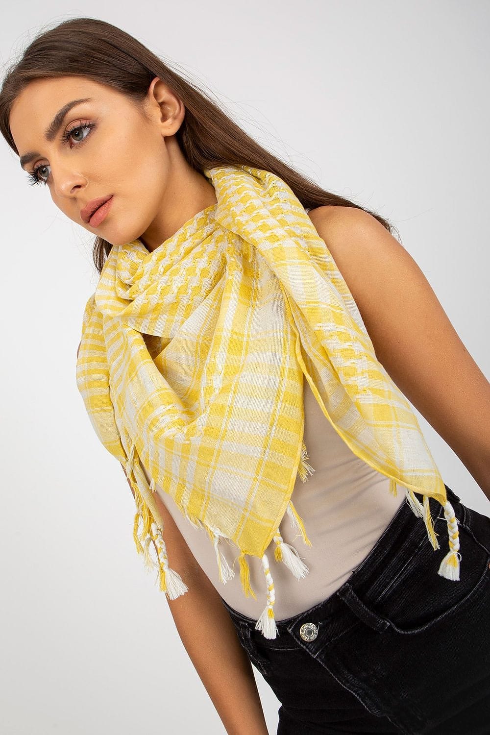 Women's Checkered Neckerchief Square Scarf - ShalayeFashion