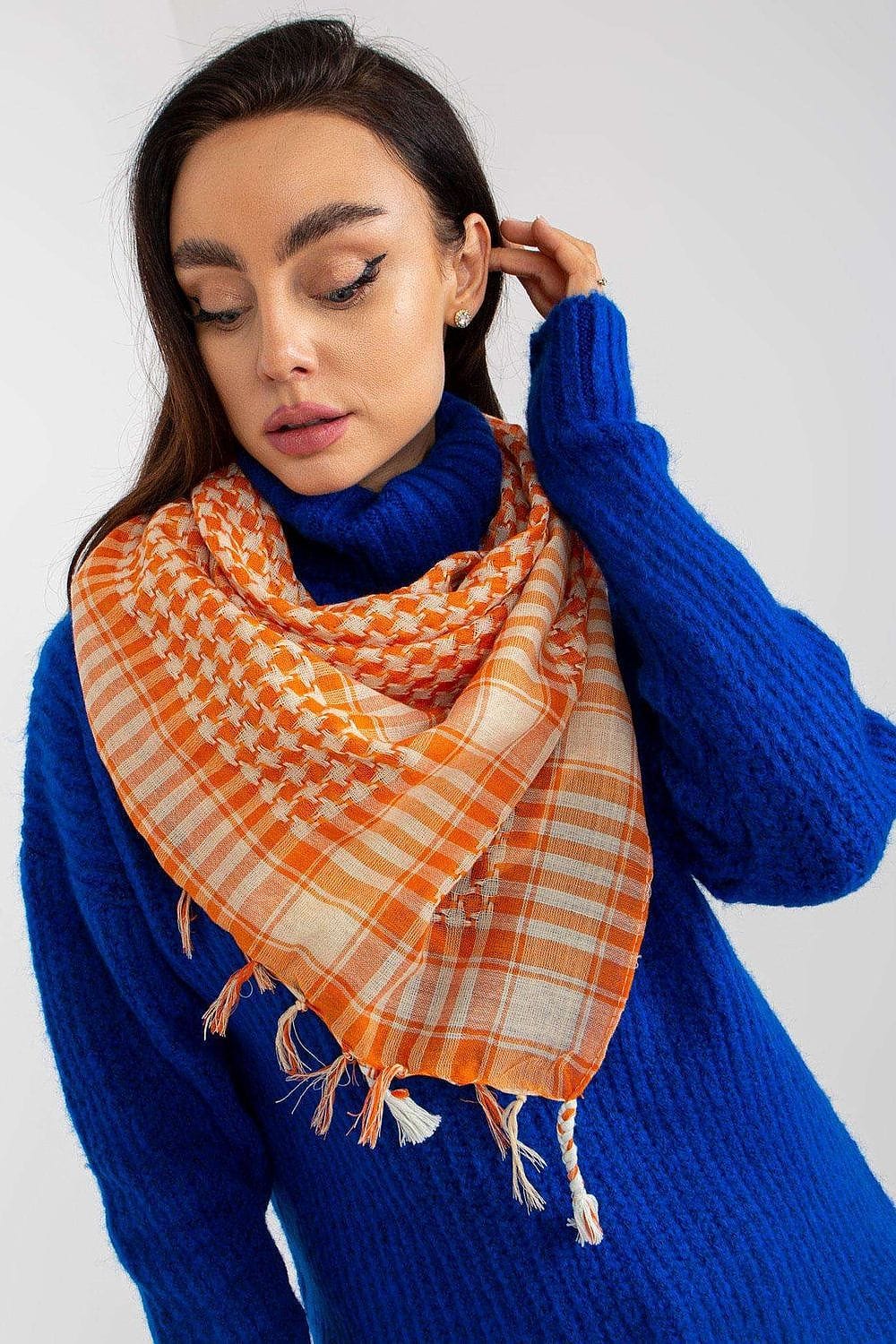 Women's Checkered Neckerchief Square Scarf - ShalayeFashion