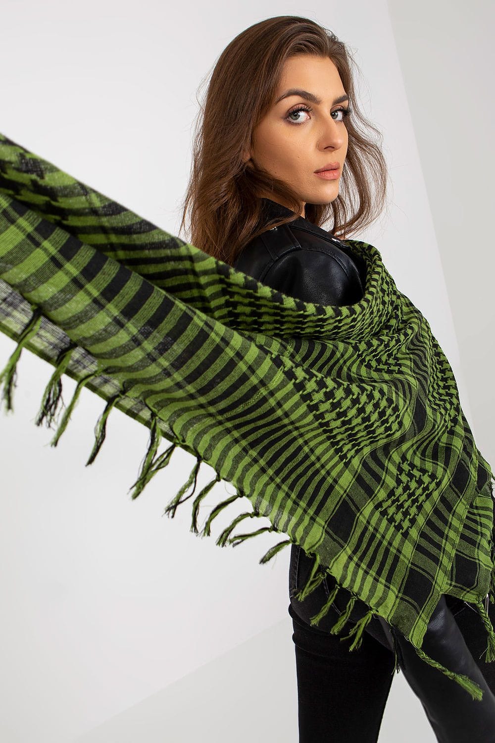 Women's Checkered Neckerchief Square Scarf - ShalayeFashion