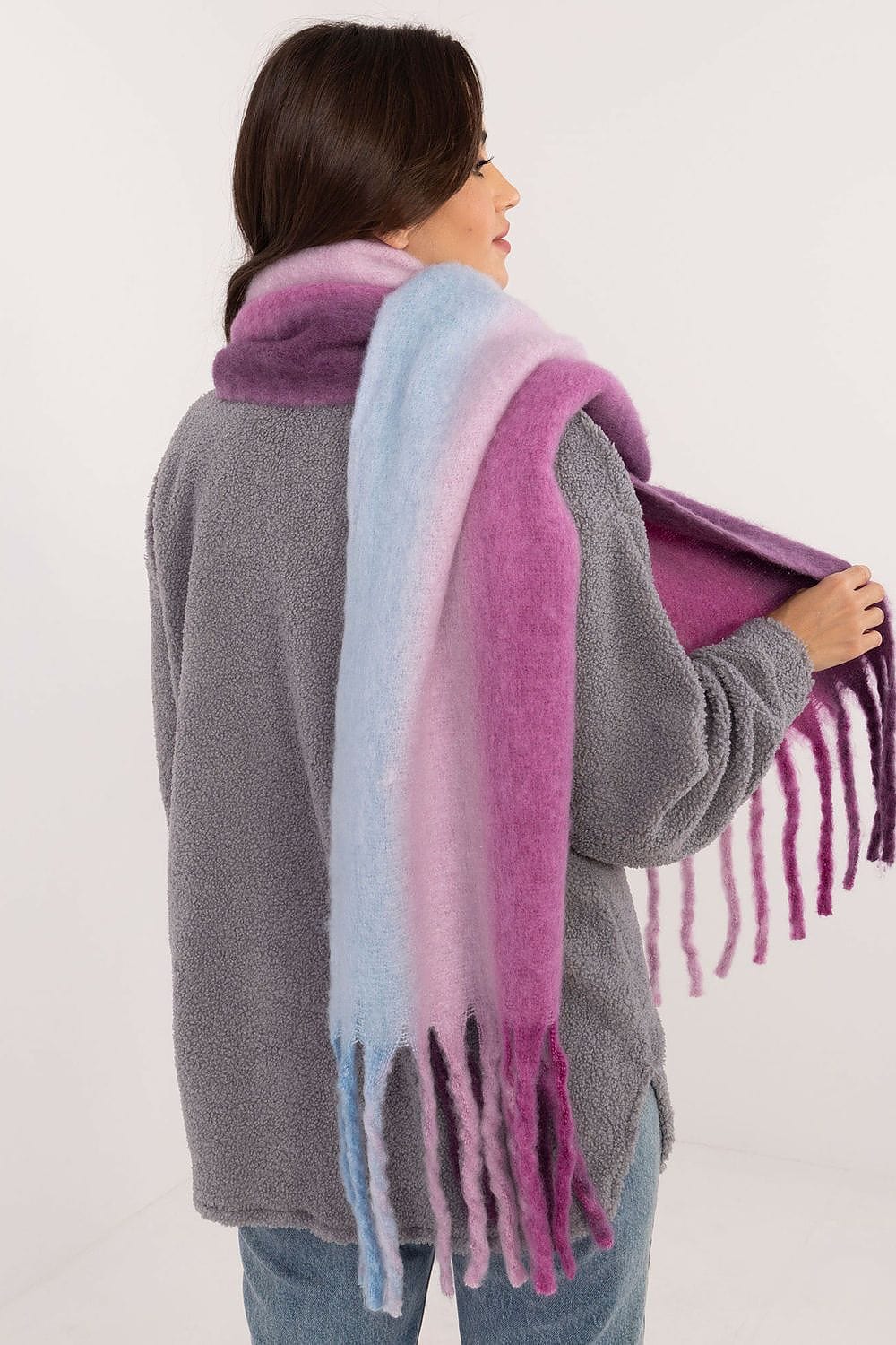 Women's Colorful Pattern Polyester Scarf Tassels 194cm - ShalayeFashion