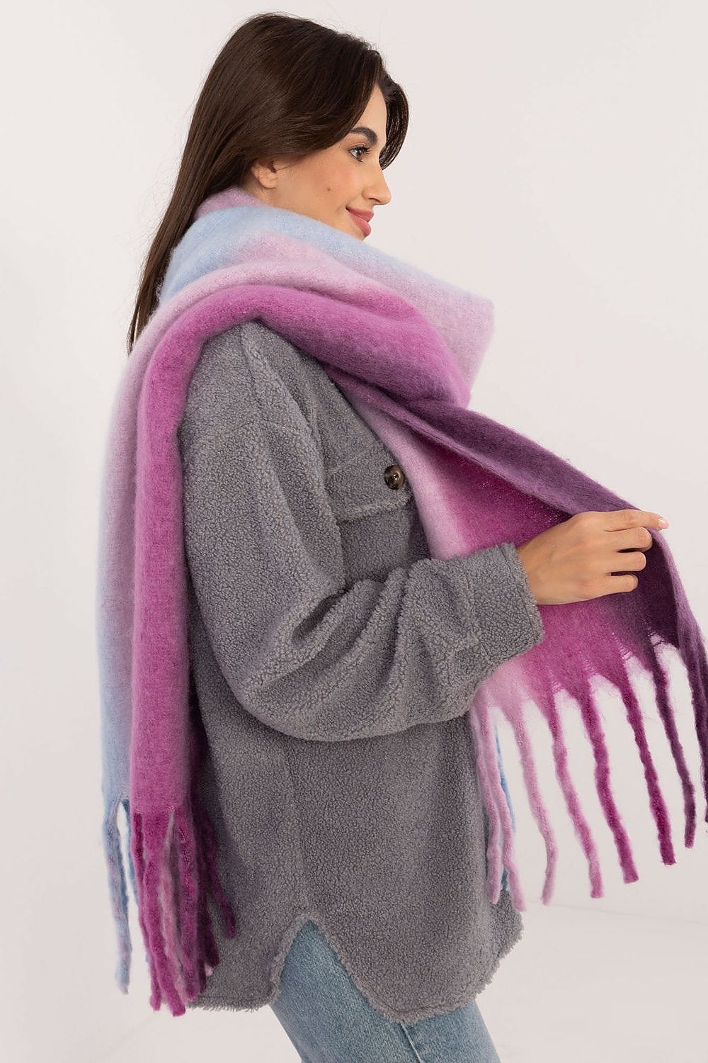 Women's Colorful Pattern Polyester Scarf Tassels 194cm - ShalayeFashion