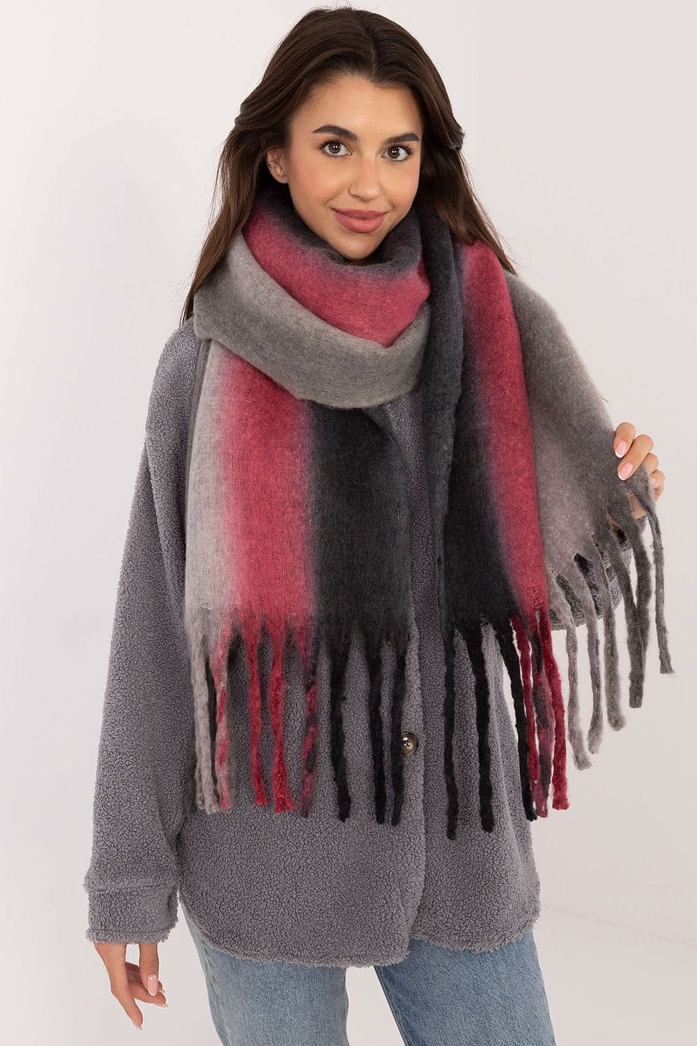 Women's Colorful Pattern Polyester Scarf Tassels 194cm - ShalayeFashion