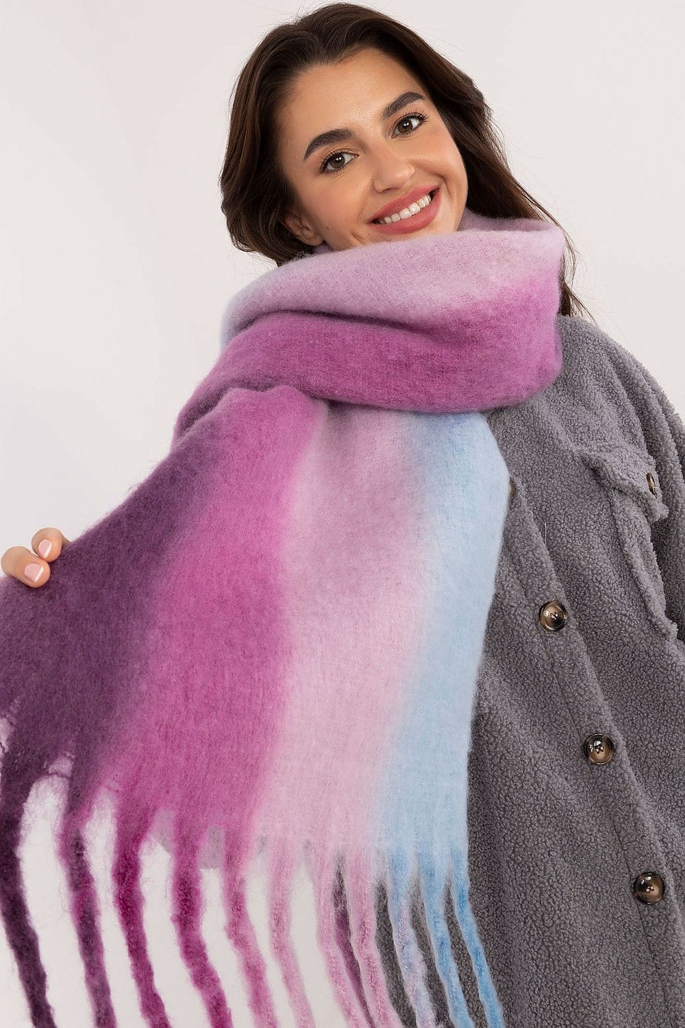 Women's Colorful Pattern Polyester Scarf Tassels 194cm - ShalayeFashion