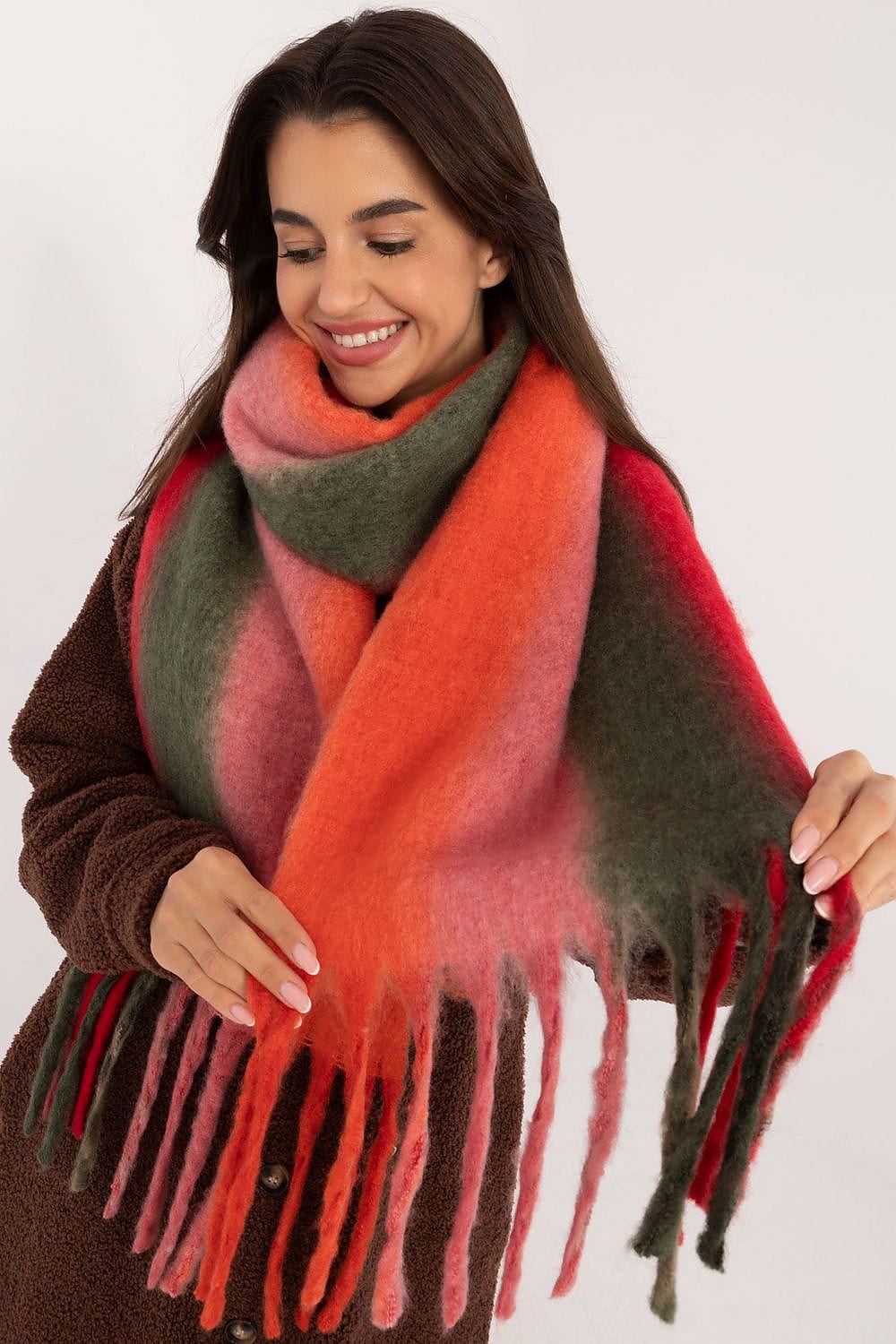 Women's Colorful Pattern Polyester Scarf Tassels 194cm - ShalayeFashion