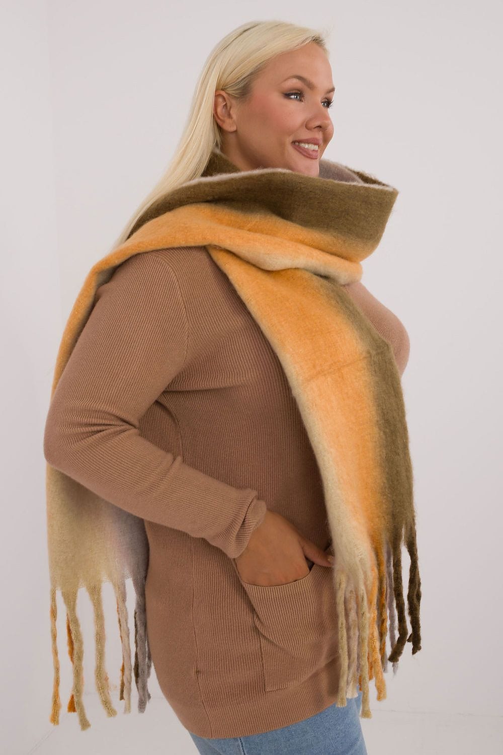 Women's Colorful Pattern Polyester Scarf Tassels 194cm - ShalayeFashion
