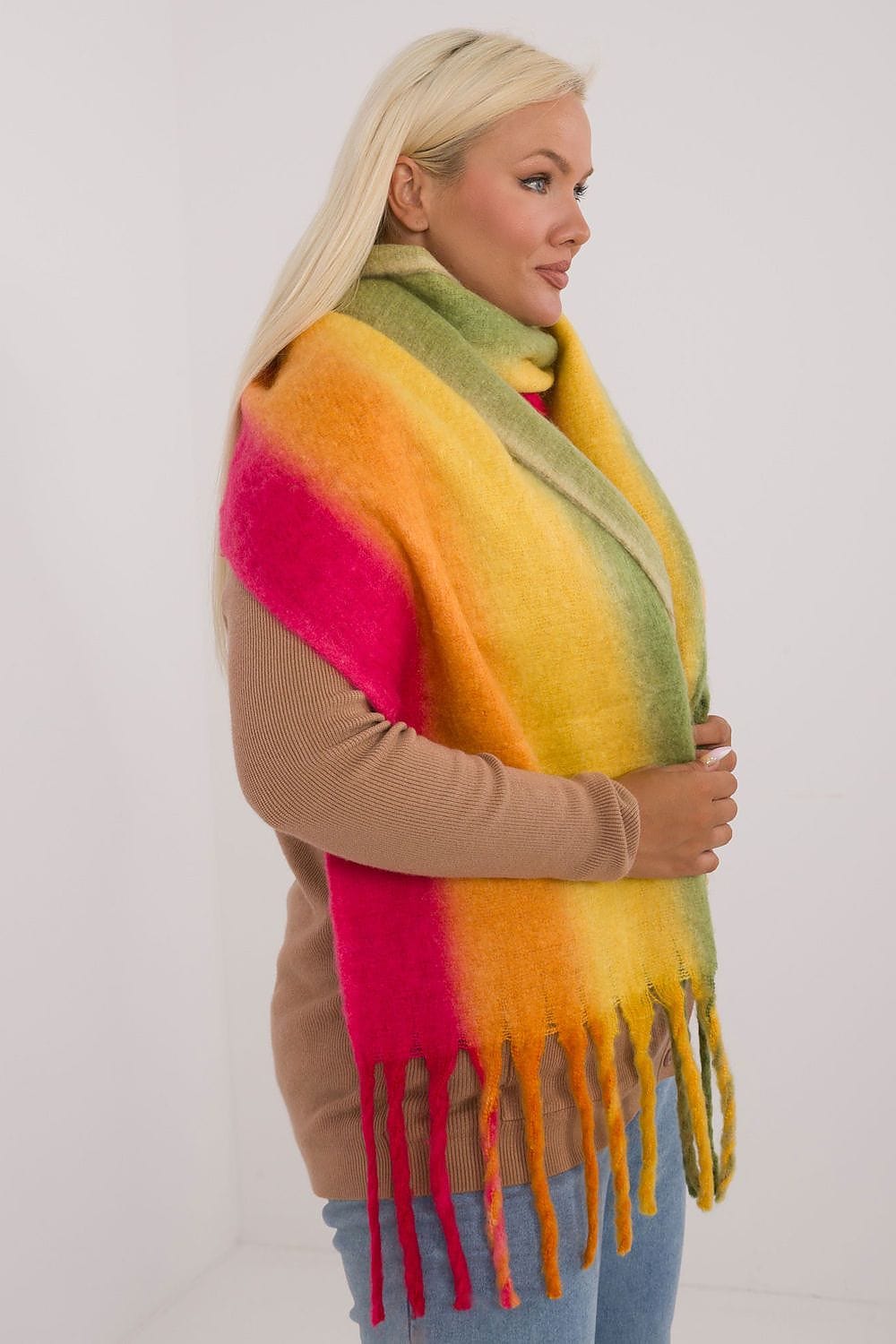 Women's Colorful Pattern Polyester Scarf Tassels 194cm - ShalayeFashion