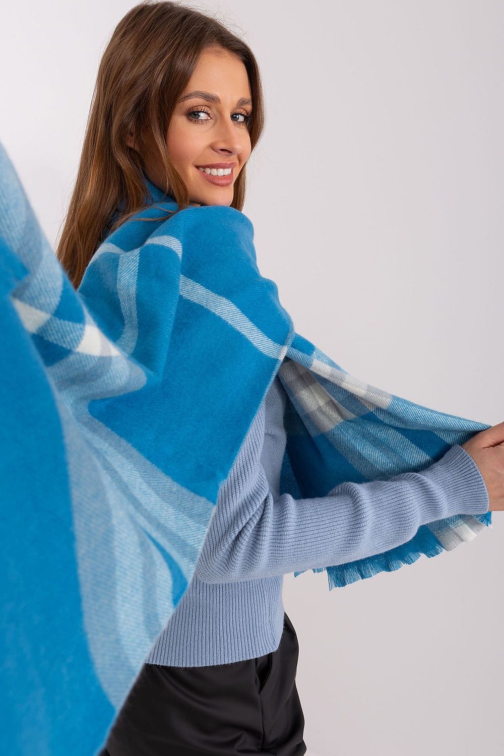 Women's Colorful Plaid Scarf Long Polyester - ShalayeFashion