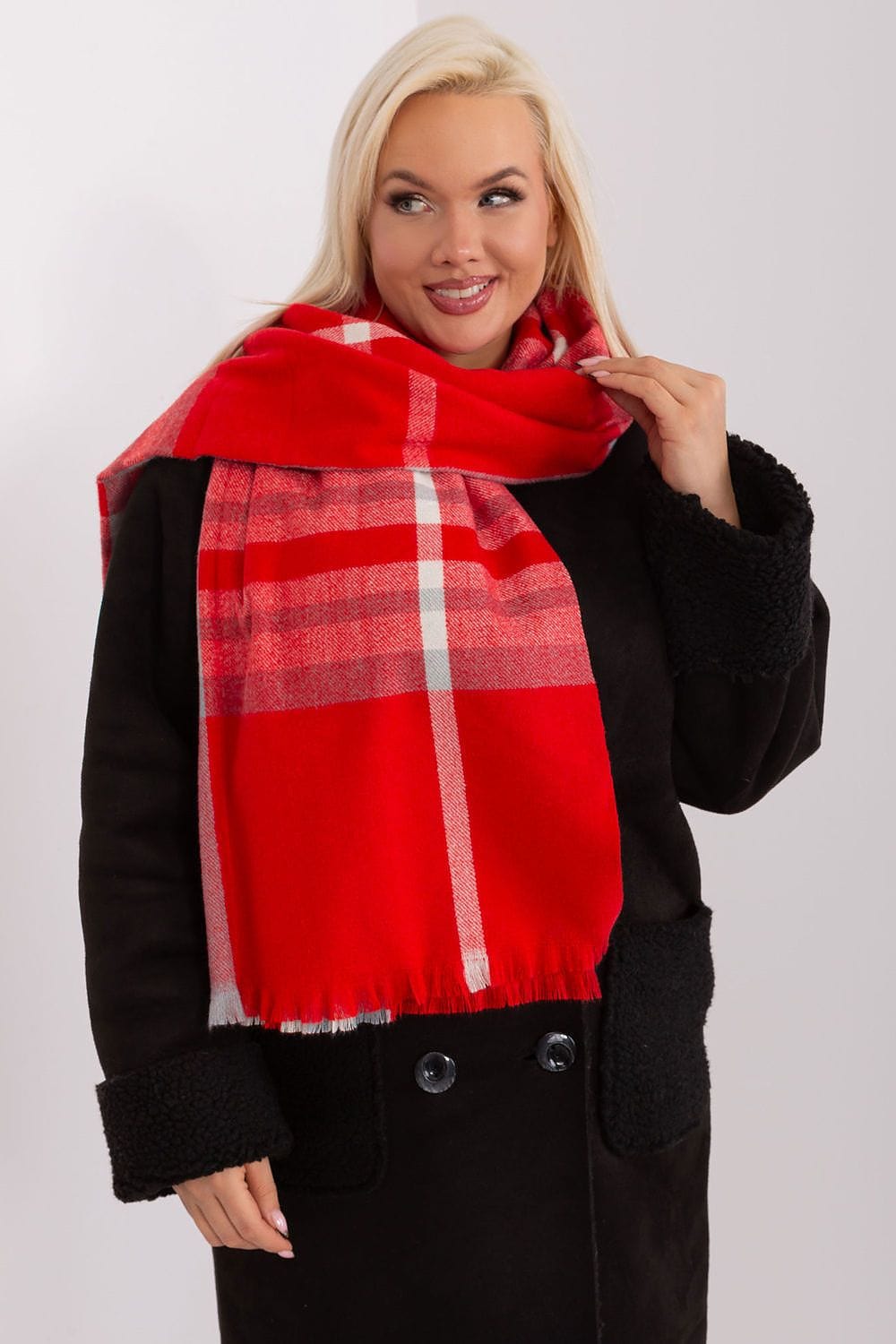 Women's Colorful Plaid Scarf Long Polyester - ShalayeFashion