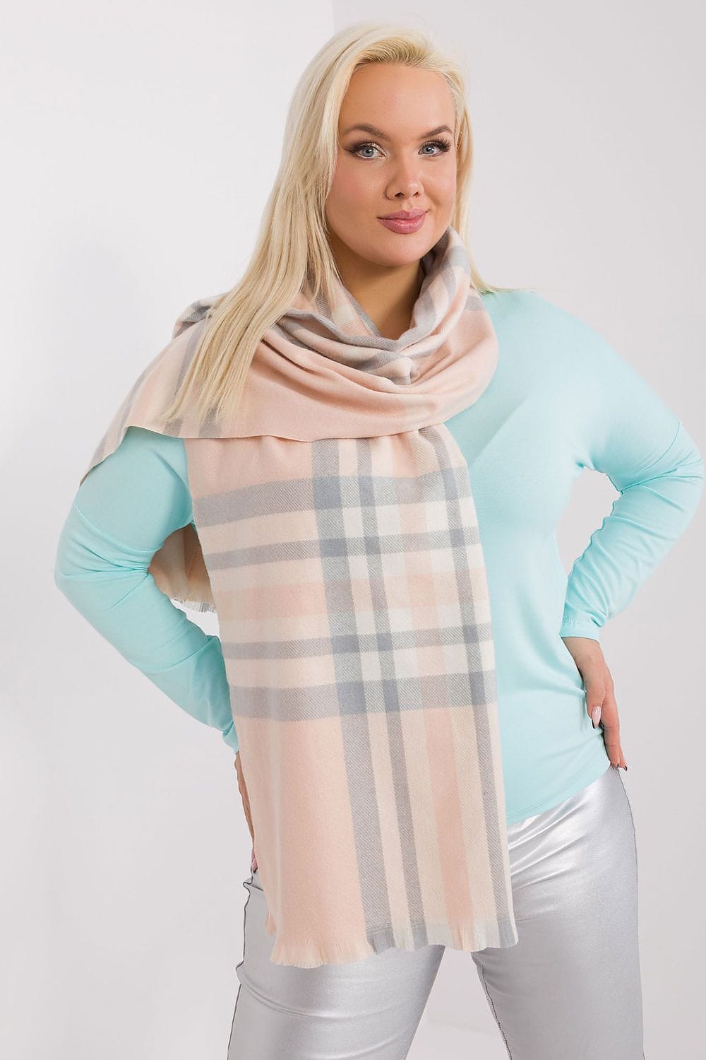 Women's Colorful Plaid Scarf Long Polyester - ShalayeFashion