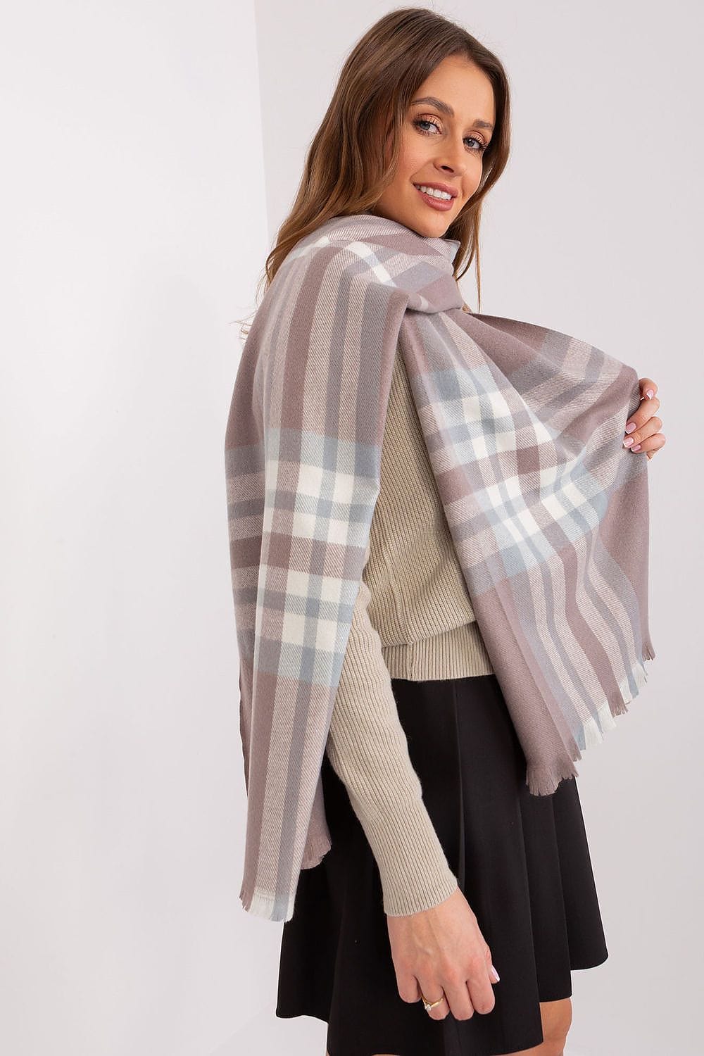 Women's Colorful Plaid Scarf Long Polyester - ShalayeFashion