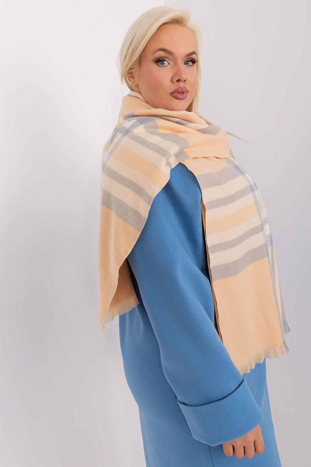 Women's Colorful Plaid Scarf Long Polyester - ShalayeFashion