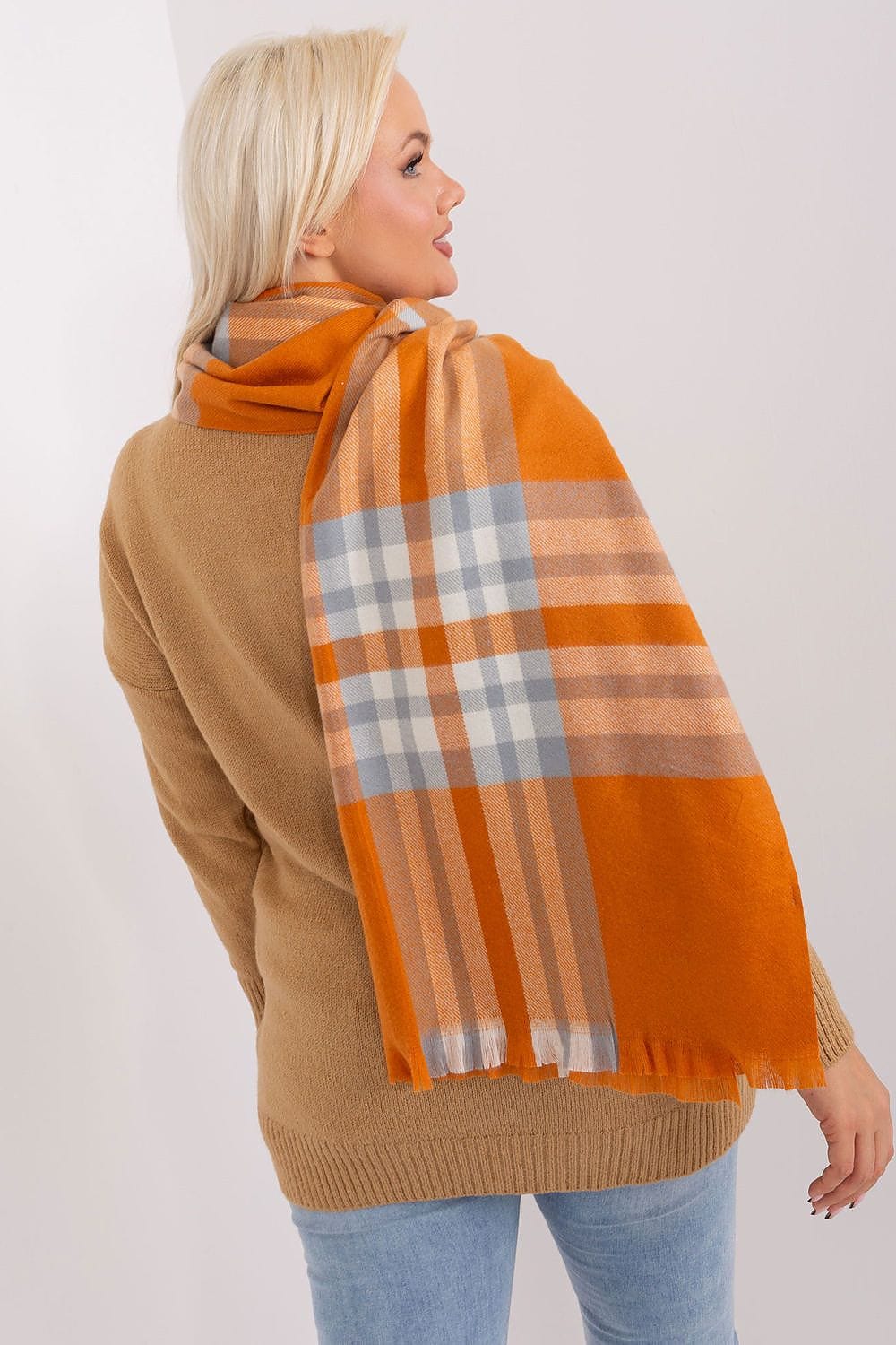 Women's Colorful Plaid Scarf Long Polyester - ShalayeFashion